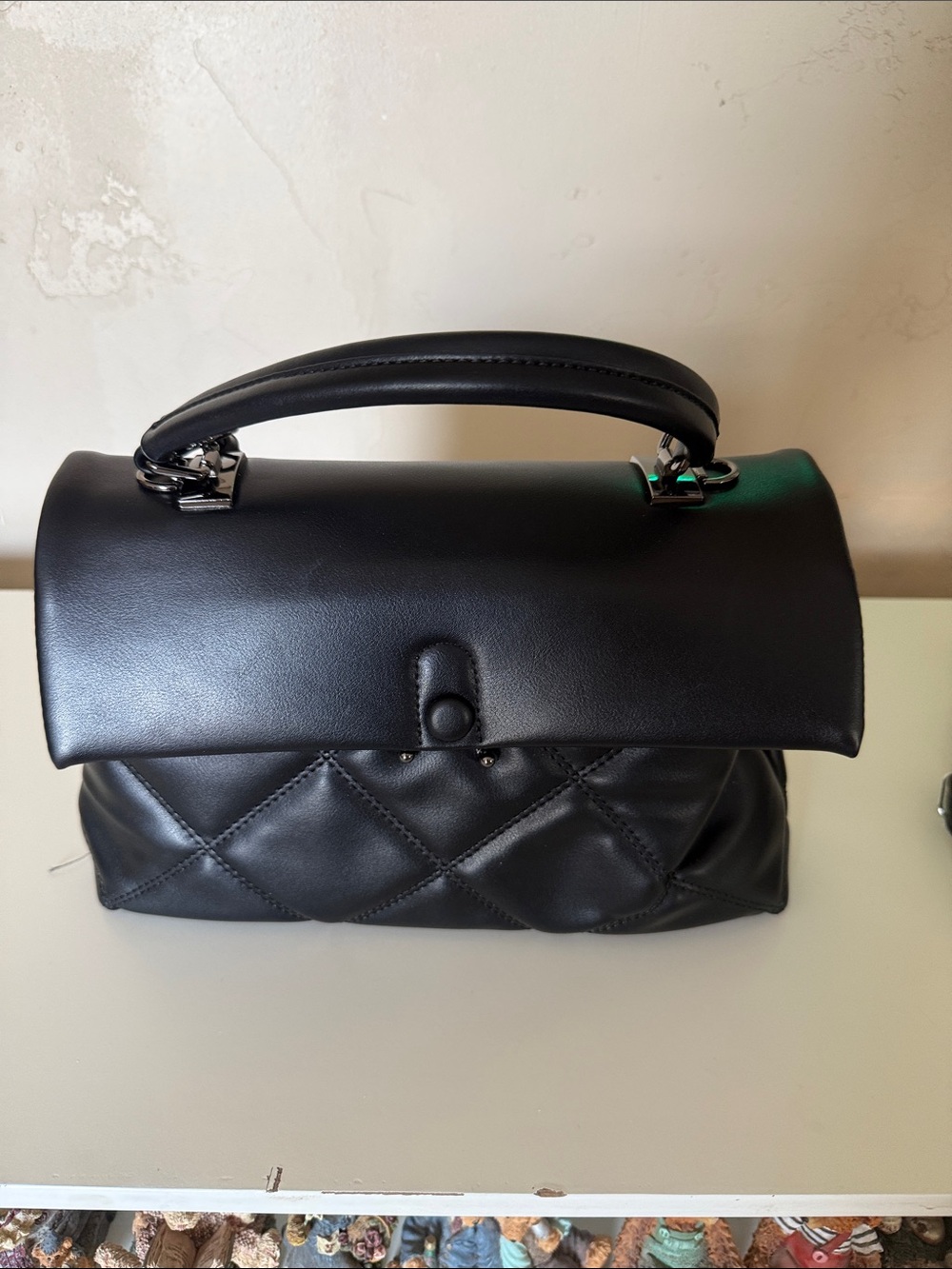 Black Quilted Top-Handle Women's Bag